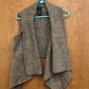 Mohair and wool Brown and Gray Open Front Vest made in Turkey